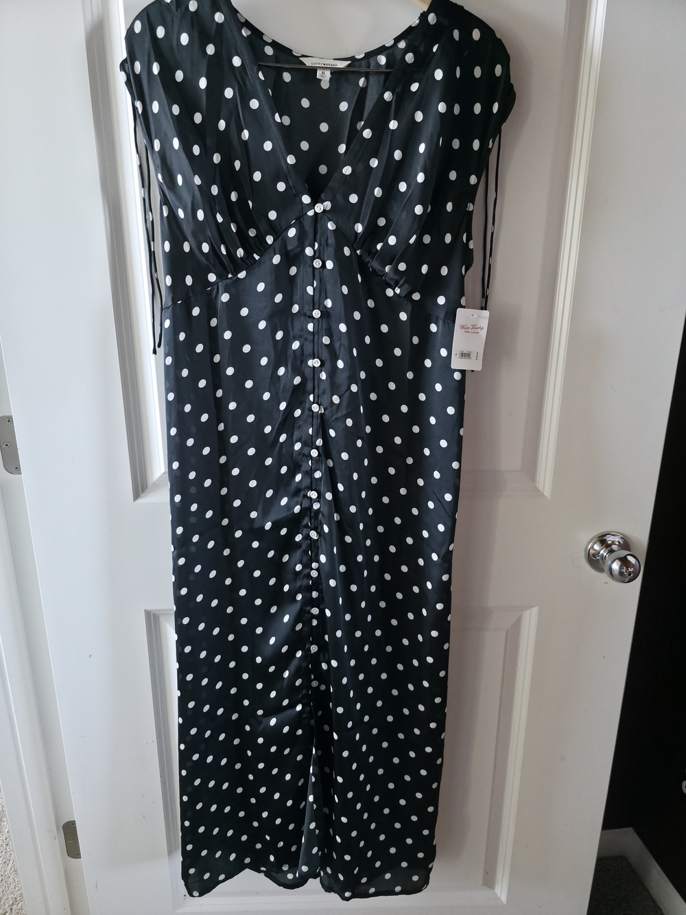 Black Polka Dot Satin Jumpsuit
